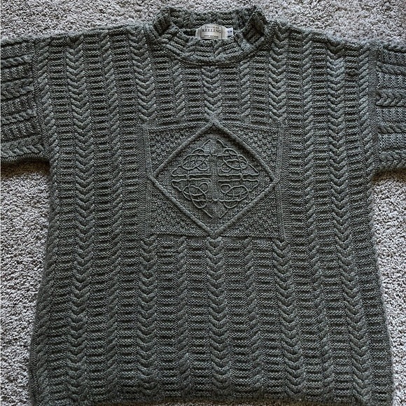 Vintage Thomas Keeling Chunky Knit Wool Fisherman Sweater Green Women’s Size S/M - Picture 2 of 10